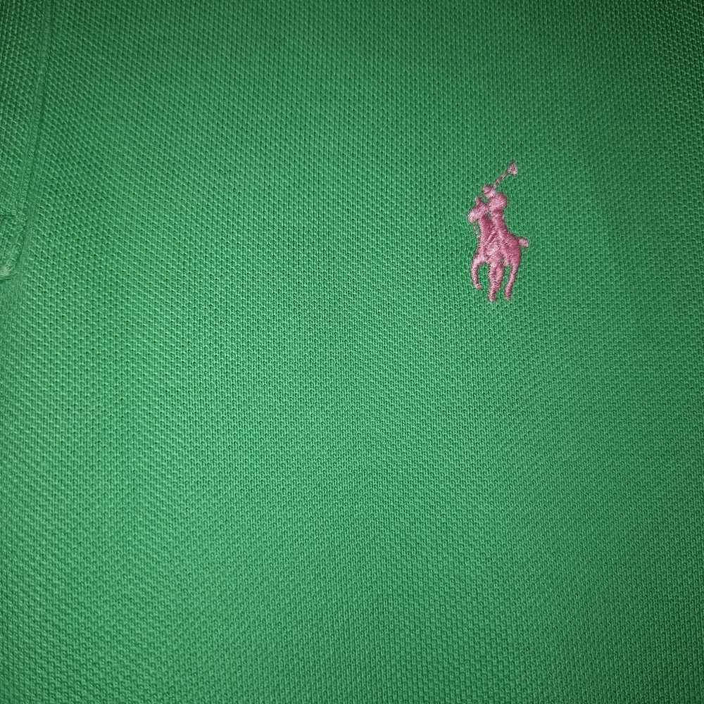 Polo Ralph Lauren Green Pink Logo Essential Polo Dress Shirt - XL - Picture 5 of 10